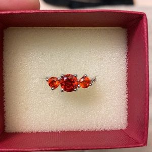 3 Stone Orange opal ring